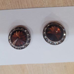 Vintage Amber Swarovski Post Earrings
